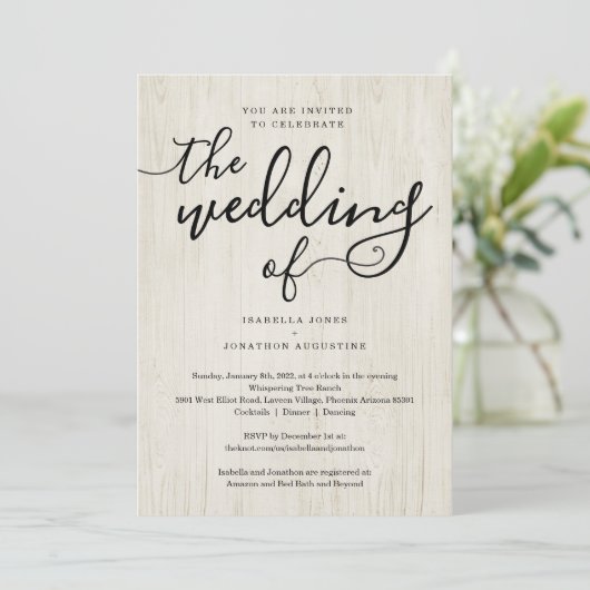 Alles in één weddenschap met RSVP en registratie Kaart (Staand voorkant)