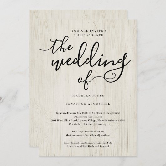 Alles in één weddenschap met RSVP en registratie Kaart (Voorkant / Achterkant)