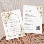 Alles in één Wild Boho Protea Pampas Grass Wedding Kaart<br><div class="desc">Deze all-in-one trouwuitnodiging bevat geschilderde waterverf-eiwitten,  witte orchideeën,  droog pampas-gras,  witte anthuriums met trouwgegevens en RSVP QR-code aan de achterkant. Voor meer geavanceerde aanpassing van dit ontwerp,  te klikken gelieve de "pas verder"verbinding aan. Overeenkomende objecten zijn ook beschikbaar.</div>