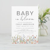 Alles in één Wildflower Baby in Bloom Baby shower Kaart (Staand voorkant)