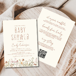 Alles in één Wildflower Boho Baby shower Kaart