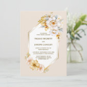 Alles in een witte gouden bloem geometrische bruil kaart (Staand voorkant)