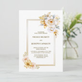 Alles in één witte gouden bruiloft kaart (Staand voorkant)