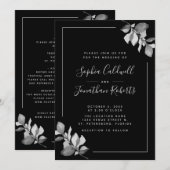 Alles in één zilver-grijze Eucalyptus Black Wedden Kaart (Voorkant / Achterkant)