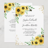 Alles in één zonnebloem Bumble Bee Greenery Weddin Kaart (Voorkant / Achterkant)