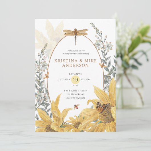 Alles in een Zonnebloem Herfst Wildflower Baby sho Kaart (Staand voorkant)