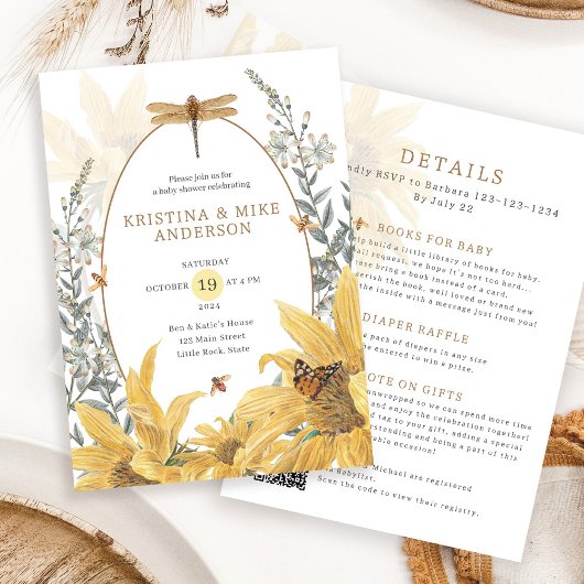 Alles in een Zonnebloem Herfst Wildflower Baby sho Kaart