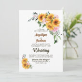 Alles in één zonnebloemproze rozenweddenschap kaart (Staand voorkant)