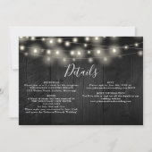 Alles in een zwart hout string lichten bruiloft fo kaart (Achterkant)