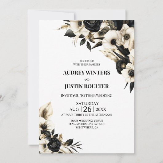 Alles in een zwart-wit bruiloft kaart (Voorkant)