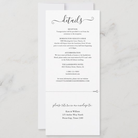 Alles in één zwart-wit elegant handschrift kaart (Achterkant)