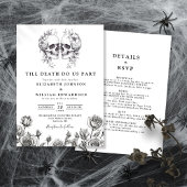 Alles in een zwart-wit gotische schedels bruiloft kaart