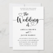 Alles-in-één zwart-wit kalligrafie bruiloft kaart (Voorkant)