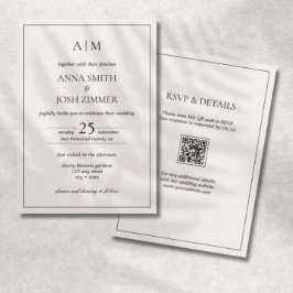 Alles-in-één zwart-wit minimaal monogram QR-code Kaart