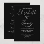 Alles in één zwart-witminimalistische bruiloft kaart (Voorkant / Achterkant)