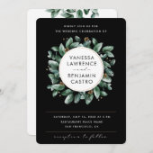 Alles in één zwarte Eucalyptus Greenery Rsvp Wedde Kaart (Voorkant / Achterkant)