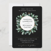 Alles in één zwarte Eucalyptus Greenery Rsvp Wedde Kaart (Voorkant)