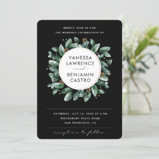 Alles in één zwarte Eucalyptus Greenery Rsvp Wedde Kaart