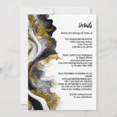 Alles-in-één zwarte goudbruine marmer bruiloft kaart (Achterkant)