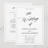 Alles in één zwarte kalligrafie met border Wedding Kaart (Voorkant / Achterkant)