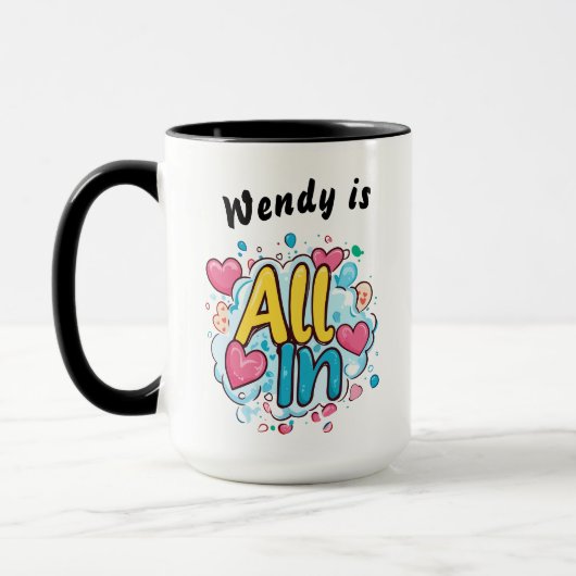 Alles in" gepersonaliseerde koffie Mok (Links)