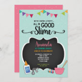 Alles in goede slijm verjaardagsfeestje uitnodigin kaart (Voorkant / Achterkant)