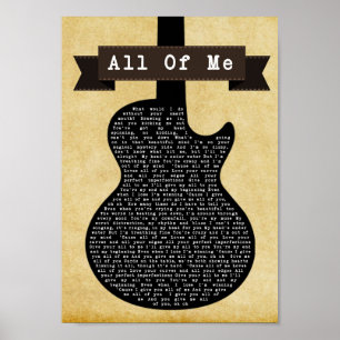 Alles-in-mijn zwarte gitaar Song Lyric Wall Art af Poster