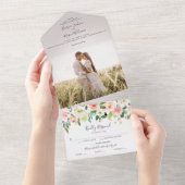 Alles in One Airy Blush Wedding Invite met foto All In One Uitnodiging (Afscheurbaar)