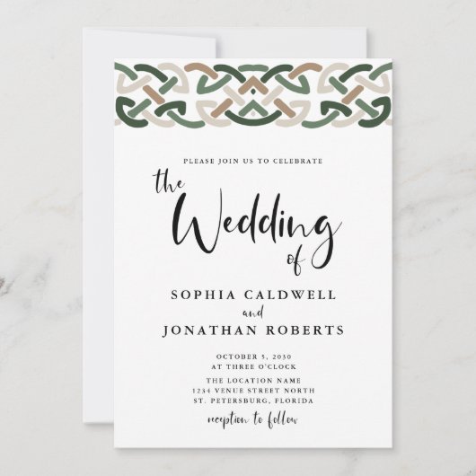 Alles in One Celtic Knot Calligraphy Wedding Kaart (Voorkant)