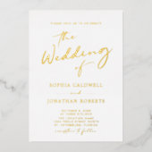 Alles in One Gold Calligraphy Script Weddenschap Folie Uitnodiging (Voorkant)