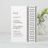 Alles in One Modern Boho Mudcloth Monogram Weddens Kaart (Staand voorkant)