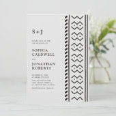 Alles in One Modern Boho Mudcloth Monogram Weddens Kaart (Staand voorkant)