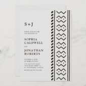 Alles in One Modern Boho Mudcloth Monogram Weddens Kaart (Voorkant / Achterkant)