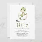 Alles in One Oh Boy Dinosaur Baby Boy Shower Kaart (Voorkant)