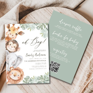 Alles in One Oh Boy Safari Animal Boy's Baby showe Kaart