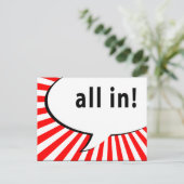 Alles in! Pokeravond : Comic Speech Bubble Briefkaart (Staand voorkant)