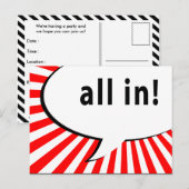 Alles in! Pokeravond : Comic Speech Bubble Briefkaart (Voorkant / Achterkant)