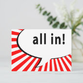 Alles in! Pokeravond : Comic Speech Bubble Kaart (Staand voorkant)