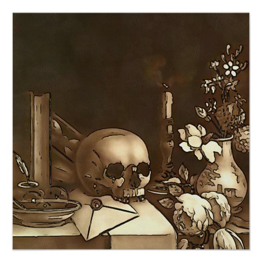 Alles in Vanity Black Outline Art Perfect Poster (Voorkant)