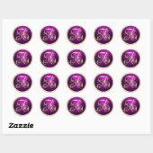 Alles Initialen Gouden Monogram Framboos Ronde Sticker (Vel)