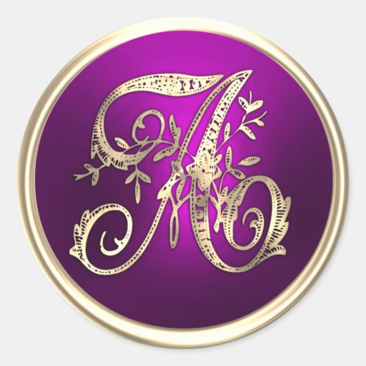 Alles Initialen Gouden Monogram Framboos Ronde Sticker (Voorkant)