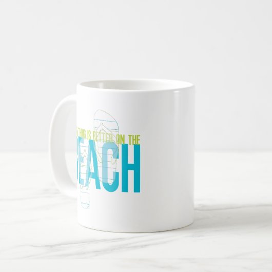 Alles is beter op het strand koffiemok (Voorkant links)