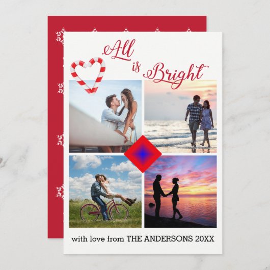 Alles is Bright Candy Cane Heart Photo Collage (Voorkant / Achterkant)