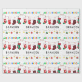 Alles is Bright Christmas gepersonaliseerde naam Cadeaupapier (Vlak)