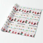 Alles is Bright Christmas gepersonaliseerde naam Cadeaupapier (Uitgerold)