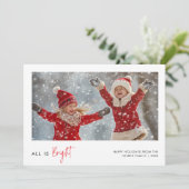 Alles is Bright Christmas Kinder Leuke Foto Groete Feestdagenkaart (Staand voorkant)