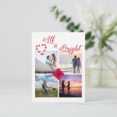 Alles is Bright Photo Collage Candy Cane Heart Feestdagenkaart (Staand voorkant)