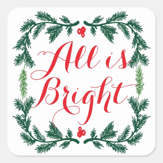 Alles is Bright Pine Wreath Stickers (Voorkant)