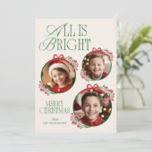 Alles is Bright Schattige Baubles Foto Feestdagenkaart (Staand voorkant)