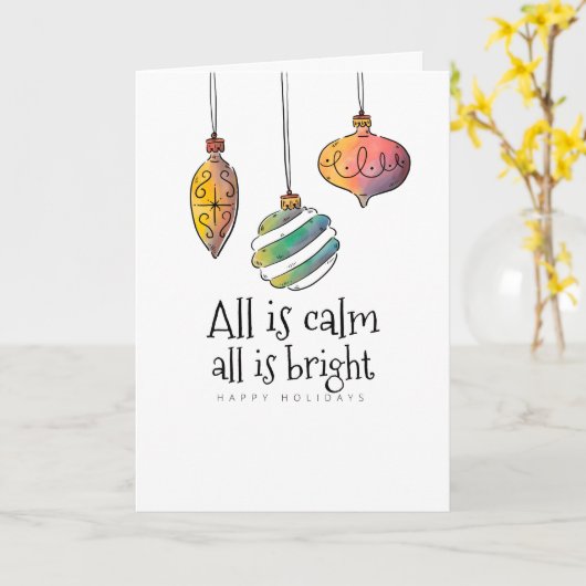 Alles is Calm All is Bright Folde Kerstkaart Kaart (Gele Bloem)